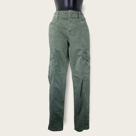 WHBM Blanc Olive Green Slim Ankle Utility Jeans Size 6R - Picture 2 of 10